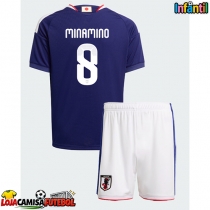 Camisa de Futebol Japão Takumi Minamino #8 Equipamento Principal Infantil Mundo 2026 Manga Curta (+ Calças curtas)